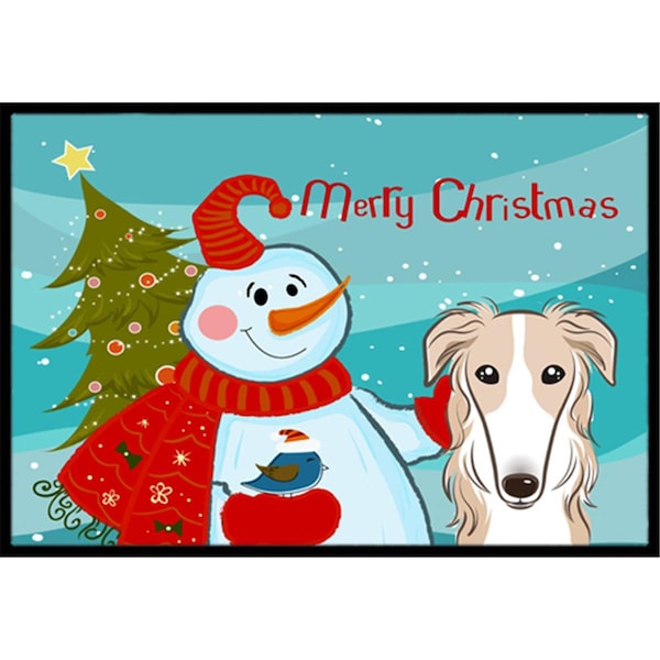 Carolines Treasures Snowman With Borzoi Indoor and Outdoor Mat- 24 x 36 in. BB1848JMAT - main